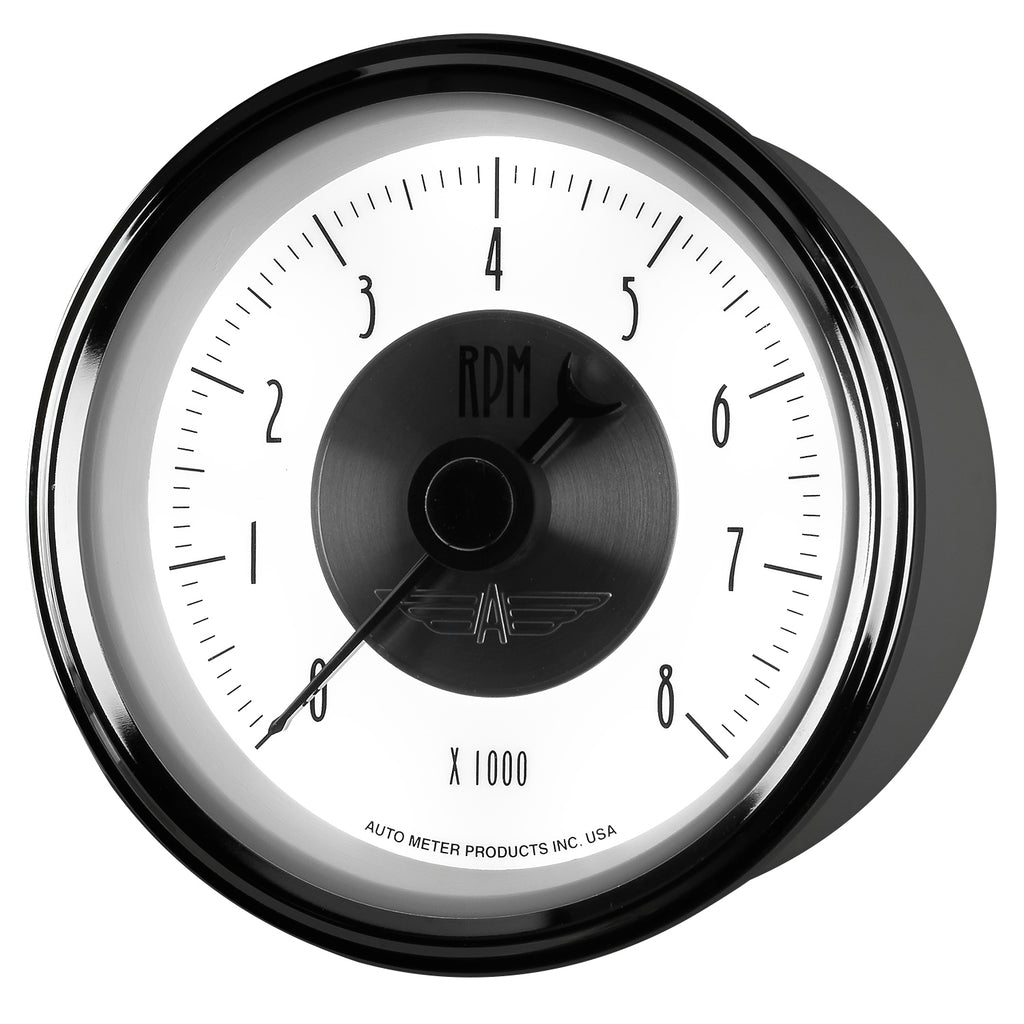 AutoMeter 2098 GAUGE, TACHOMETER, 3 3/8", 8K RPM, IN-DASH, PRESTIGE PEARL