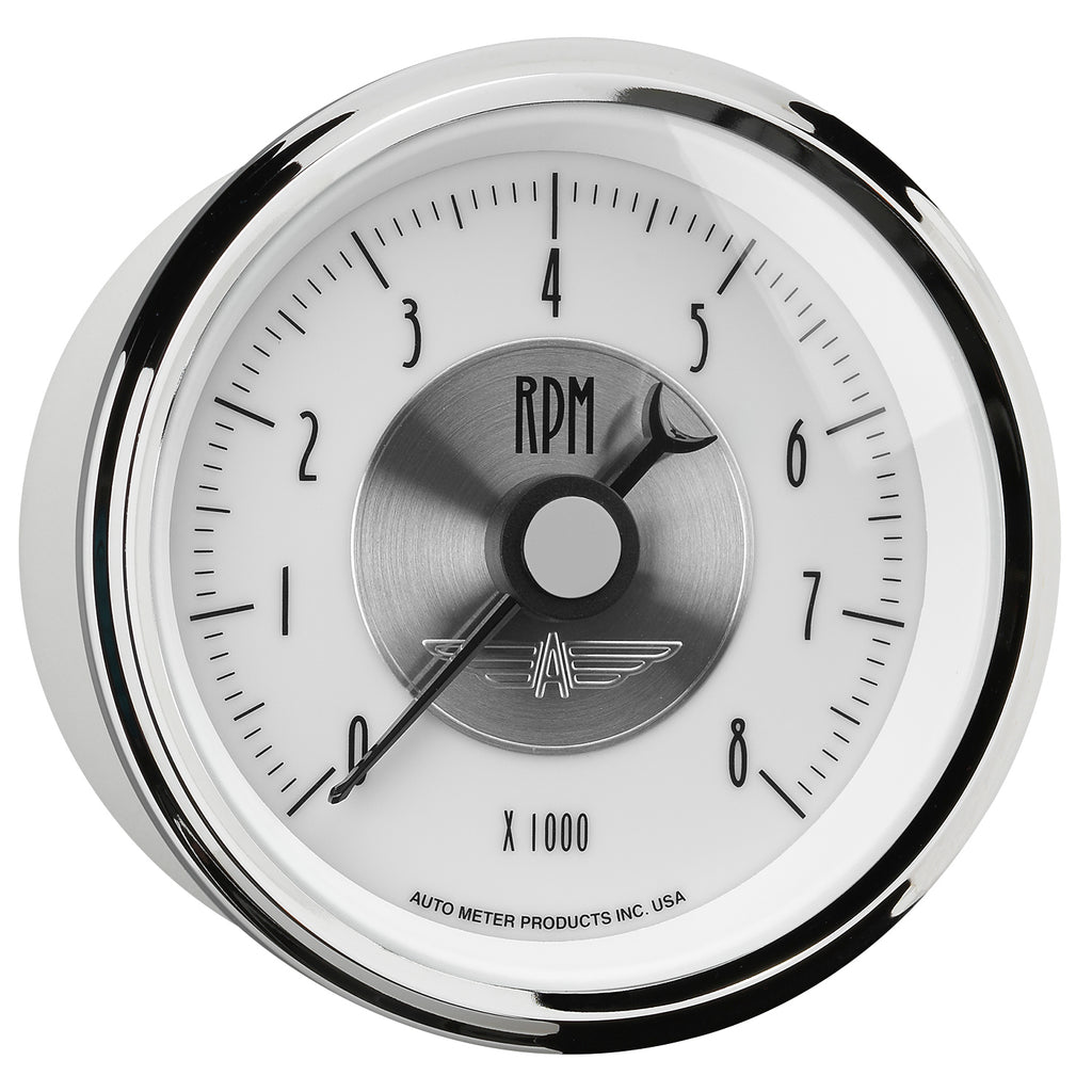 AutoMeter 2098 GAUGE, TACHOMETER, 3 3/8", 8K RPM, IN-DASH, PRESTIGE PEARL
