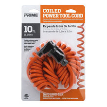 Load image into Gallery viewer, Prime Wire AD010610 10' 16/3 SJT Coiled Power Tool Extension Cord Orange
