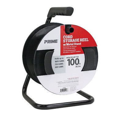 Prime Wire CR003000 Cord Storage Wheel black metal stand