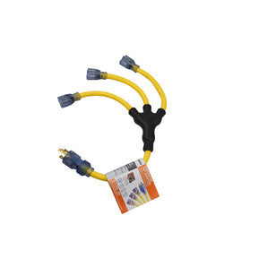Prime Wire GC130802 2ft. 12/3 STOW YW 30A TTL to 20A T-Slot W Adapter with Primelight