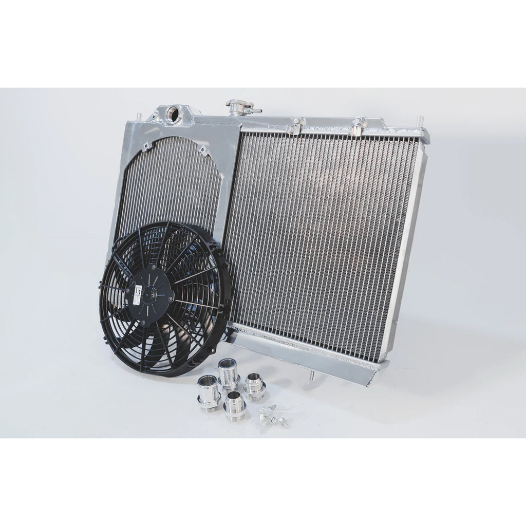 ~(21-Lbs.-32X23x7)~-Mitsubishi-Evo-789---Full-Size-Slim-Radiator-W-12-Inch-Spal-Fan-And-Shroud--Adjustable--16-Or-Slip-On-Fittings