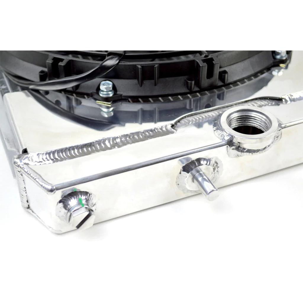 ~(21-Lbs.-32X23x7)~-Mitsubishi-Evo-789---Full-Size-Slim-Radiator-W-12-Inch-Spal-Fan-And-Shroud--Adjustable--16-Or-Slip-On-Fittings