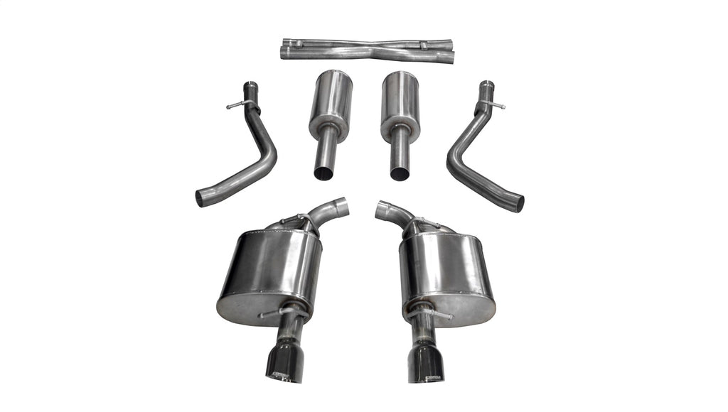 Corsa Performance 21004BLK 2.75in. Cat-Back Dual Rear Exit with Single 4.5in. Black PVD Pro-Series Tips for Select Chrysler 300, Dodge Charger