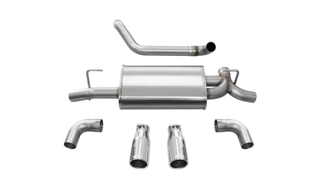 Corsa Performance 21014 2.5in. Axle-Back Dual Rear Exit with Single 3.5in. Polished Straight Cut Tips for Select Jeep Wrangler