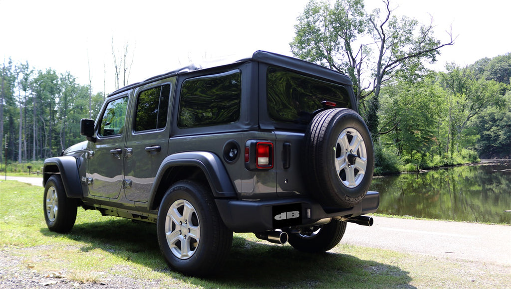 Corsa Performance 21016 2.5in. Axle-Back Dual Rear Exit with Single 3.5in. Polished Straight Cut Tips for Select Jeep Wrangler