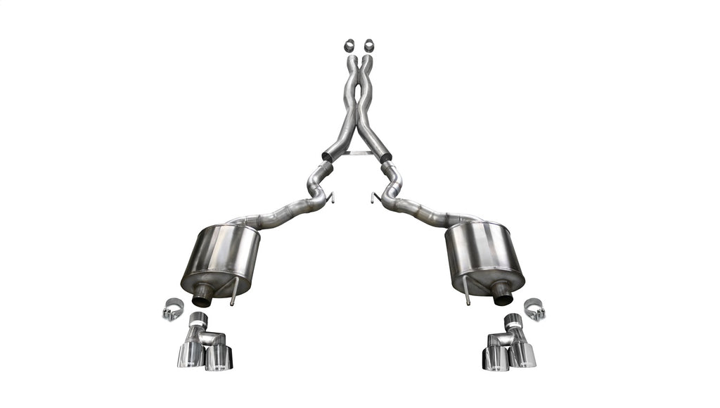 Corsa Performance 21048 3.0in. Cat-Back Dual Rear Exit with Twin 4.0in. Polished Pro-Series Tips for Select Ford Mustang