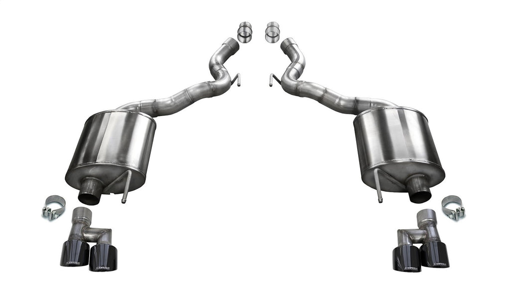 Corsa Performance 21050BLK 3.0in. Axle-Back Dual Rear Exit with Twin 4.0in. Black PVD Pro-Series Tips for Select Ford Mustang