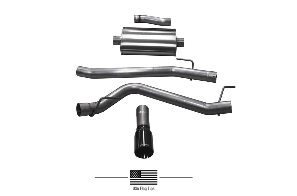 Corsa Performance 21060BLKUSA 3.0in. Cat-Back Single Side Exit with Single 4.0in. Black PVD Straight-Cut Tips for Select Jeep Gladiator