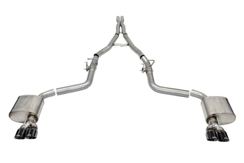 Corsa Performance 21070BLK 2.75in. Valved Cat-Back Dual Rear Exit with Twin 3.5in. Polished Black PVD Pro S for Select Dodge Challenger, Dodge Charger