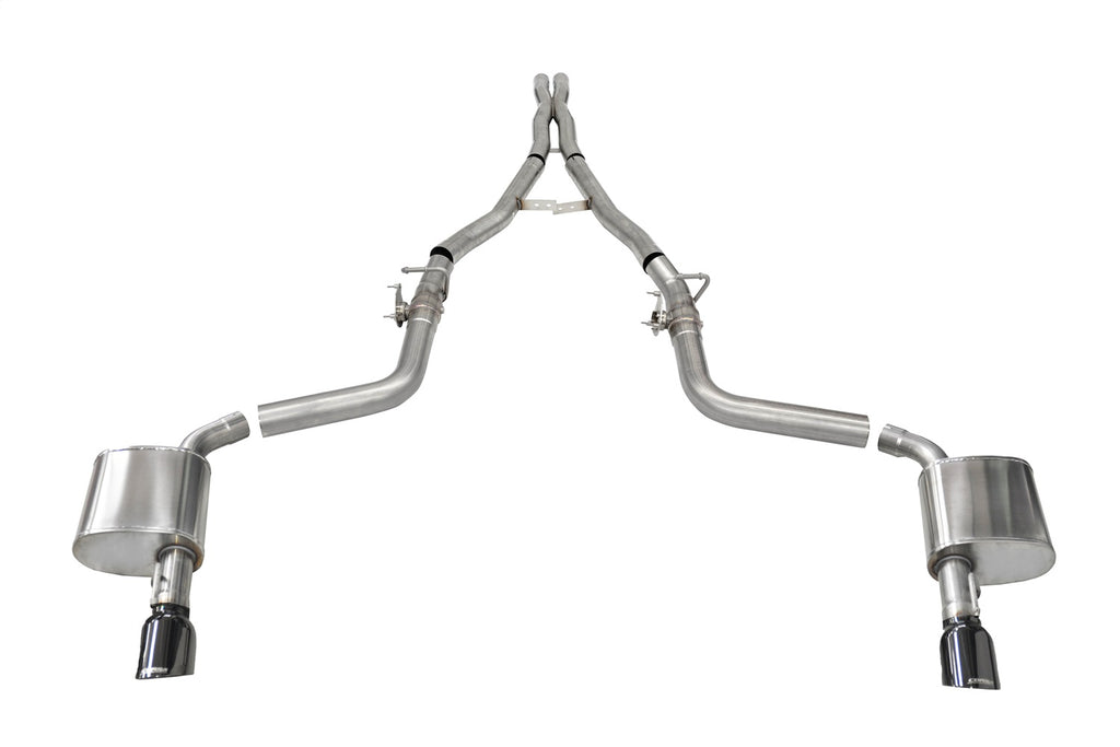 Corsa Performance 21072BLK 2.75in. Valved Cat-Back Dual Rear Exit with Single 4.5in. Black PVD Tips for Select Dodge Charger