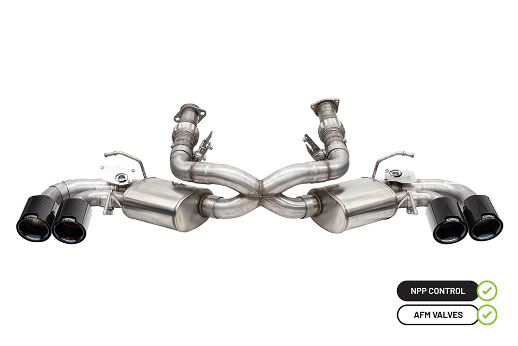 Corsa Performance 21100CFBLK 3.0in. Cat-Back 4 Valve Dual Rear Exit NPP Exhaust System with Carbon Fiber/Blac for Select Chevrolet Corvette