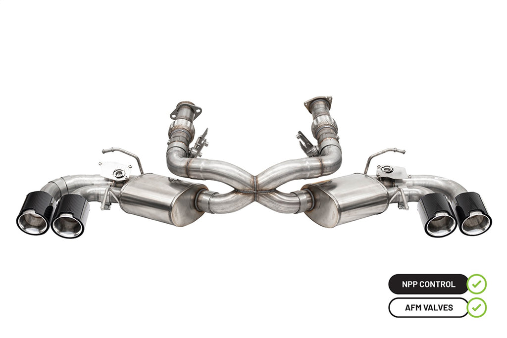 Corsa Performance 21100CF 3.0in. Cat-Back 4 Valve Dual Rear Exit NPP Exhaust System with Carbon Fiber/Poli for Select Chevrolet Corvette