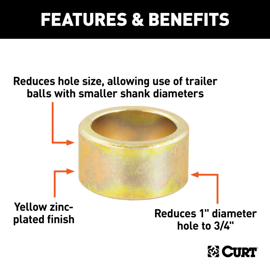 CURT 21100 Trailer Ball Reducer Bushing (From 1" to 3/4" Stem)