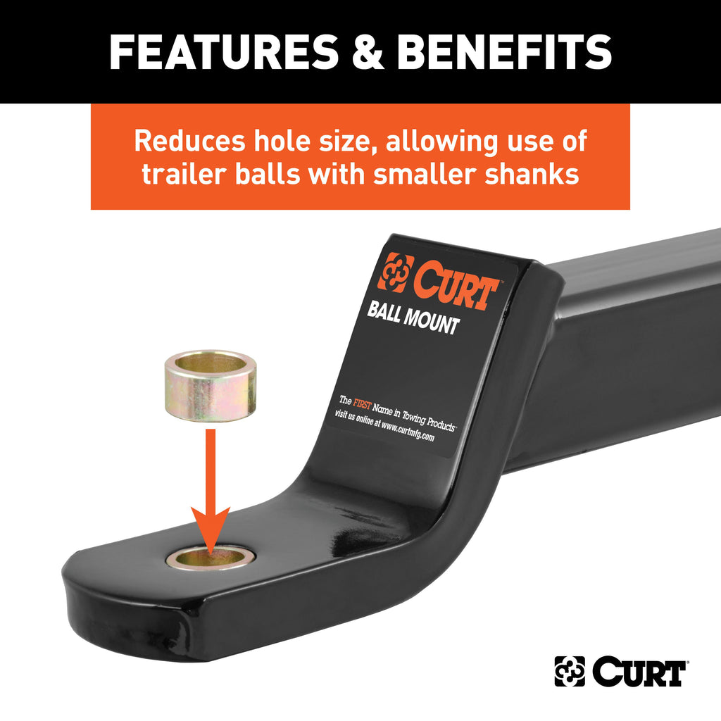 CURT 21101 Trailer Ball Reducer Bushing (From 1" to 3/4" Stem, Packaged)