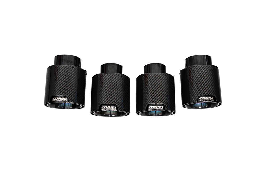 Corsa Performance 21109CFBLK CORSA Performance C8 Corvette 4.5in. Carbon Fiber Black PVD Exhaust Tip Kit (4 T for Select Chevrolet Corvette