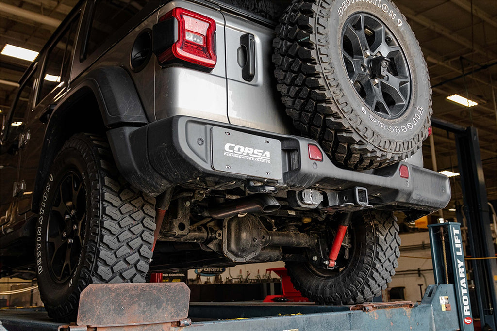 Corsa Performance 21123 2.75in. Cat-Back Single Rear Exit with Turn Down Tip for Select Jeep Wrangler