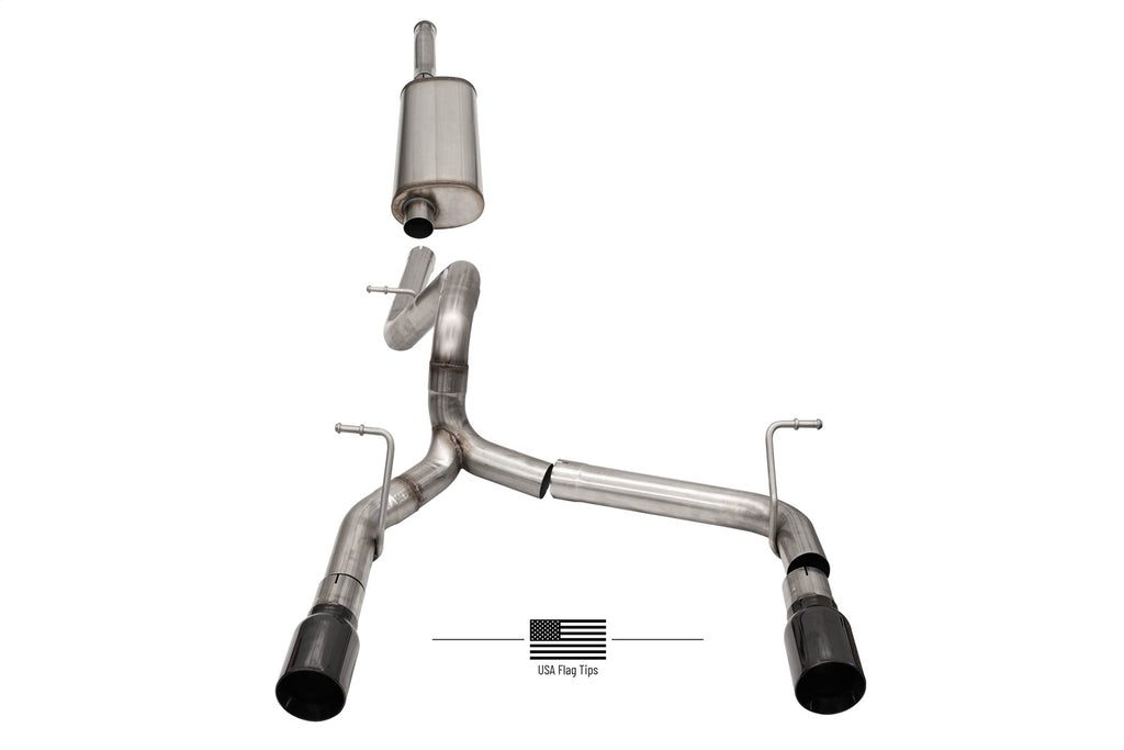 Corsa Performance 21124BLKUSA 2.75in. Cat-Back Dual Rear Exit with Single 4.0in. Polished Flat Cut Tips with U for Select Jeep Wrangler