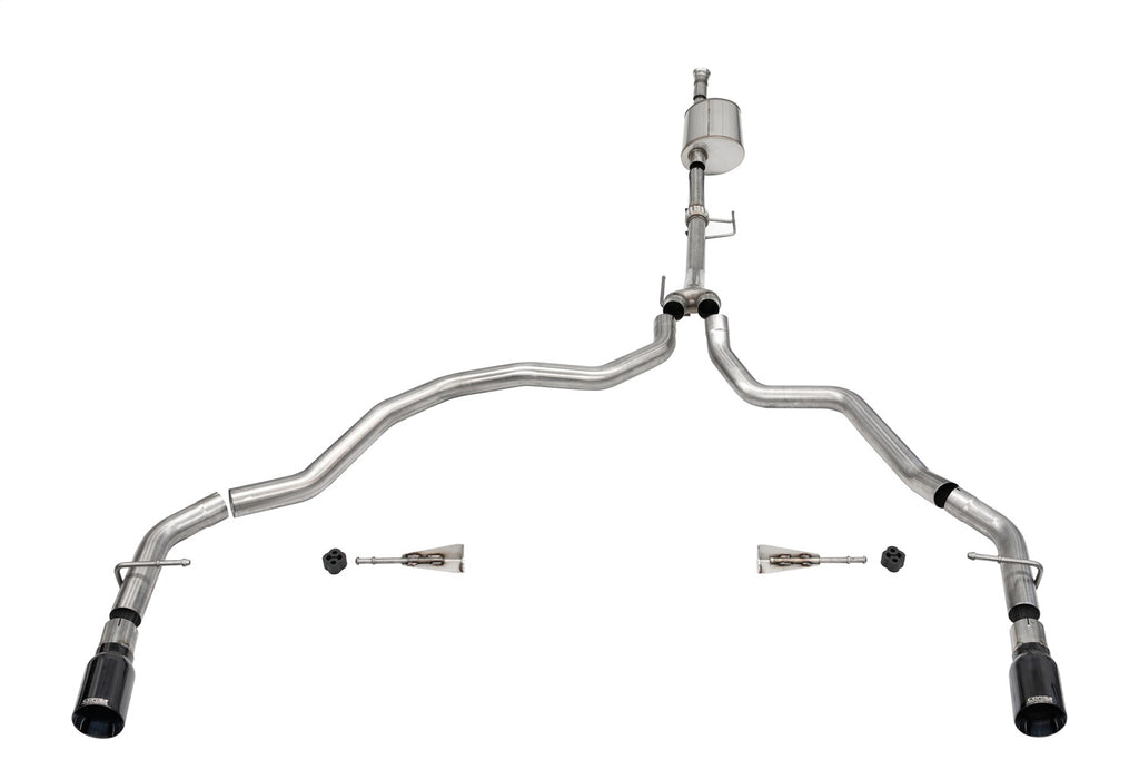 Corsa Performance 21167BLK 3.0in. Dual Rear Exit Catback Exhaust System with Flat Cut 4.0in. Dual Wall Tips for Select Ford F-150