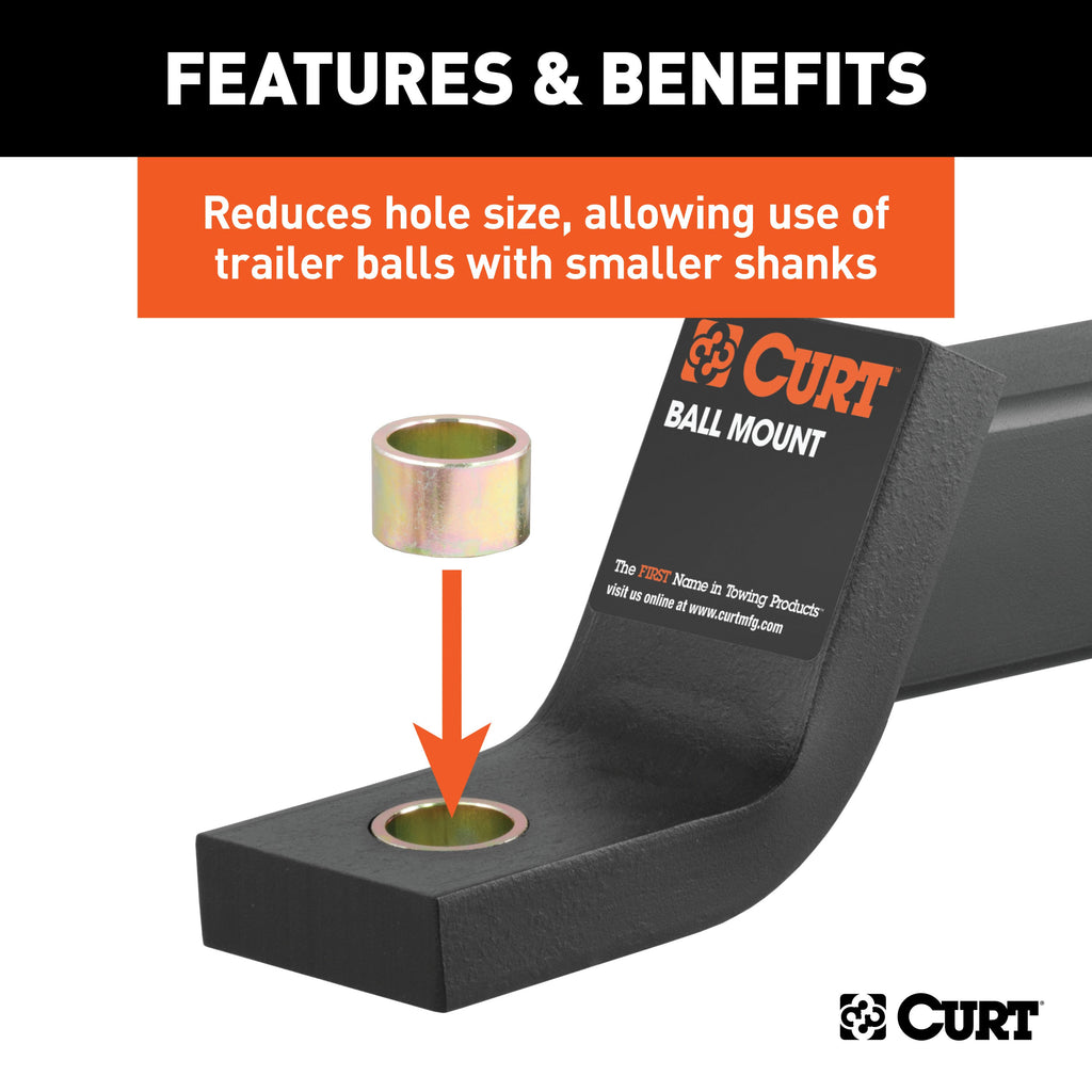 CURT 21200 Trailer Ball Reducer Bushing (From 1-1/4" to 1" Stem)