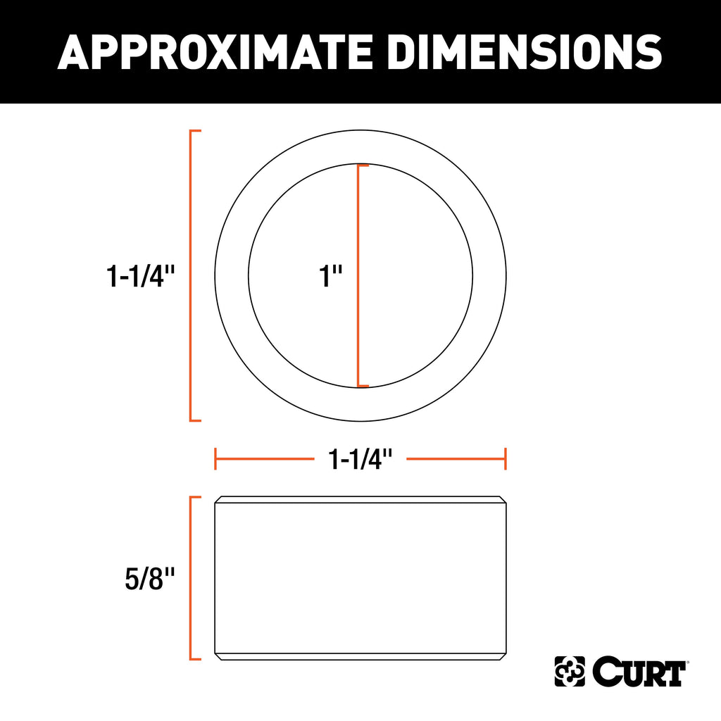 CURT 21201 Trailer Ball Reducer Bushing (From 1-1/4" to 1" Stem, Packaged)