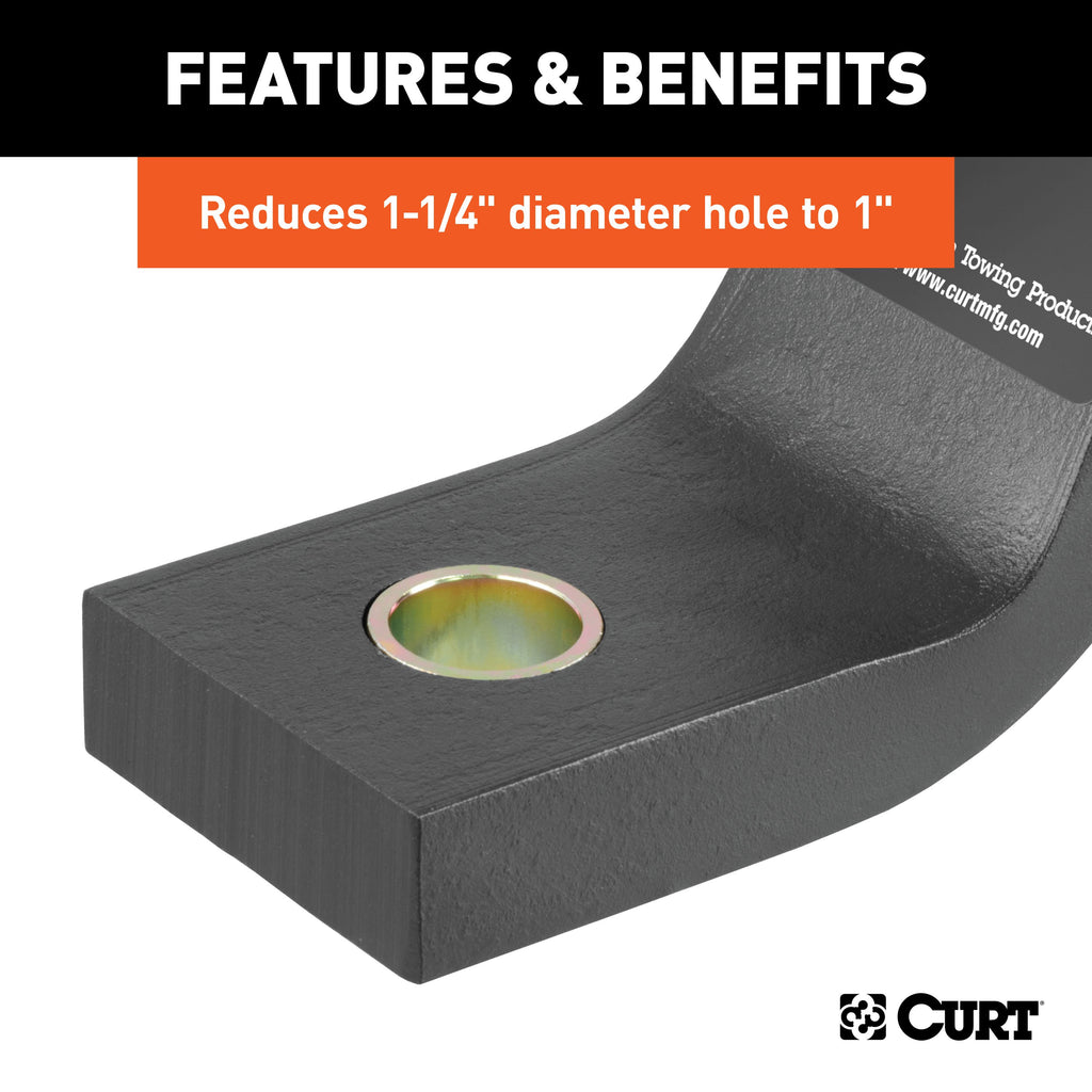 CURT 21201 Trailer Ball Reducer Bushing (From 1-1/4" to 1" Stem, Packaged)