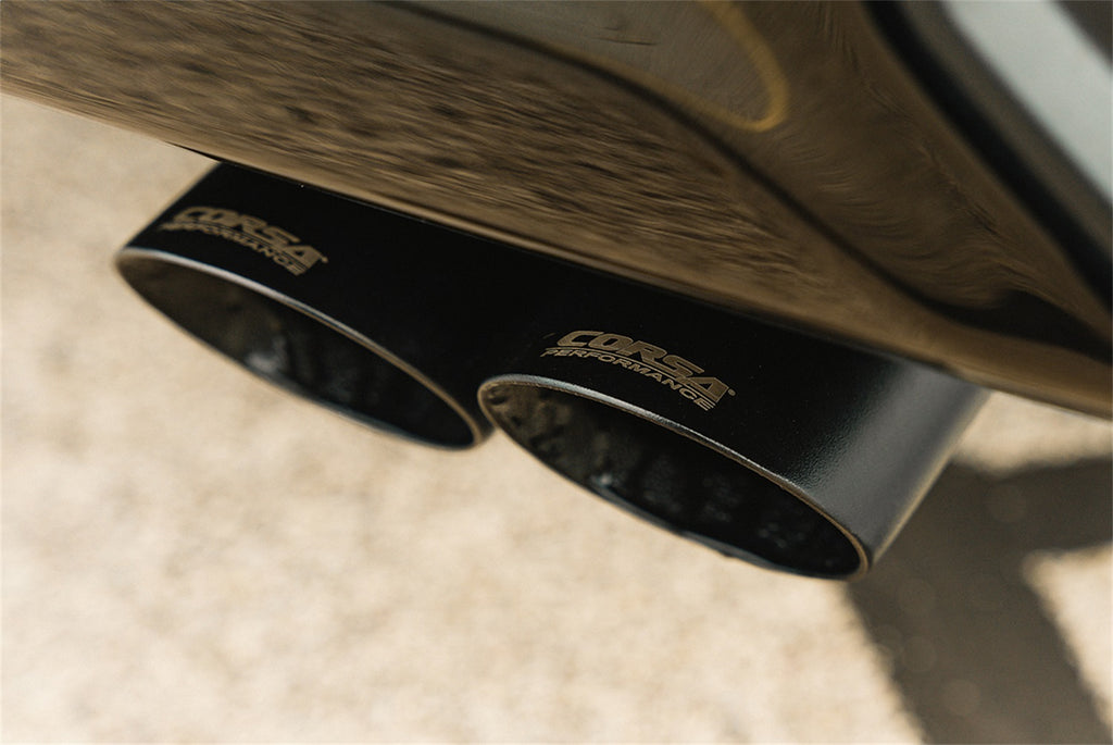 Corsa Performance 21238BPC 3.0in. Dual Rear Exit Cat-Back Exhaust System with Twin 4.0in. Black Powder Coat for Select Chevrolet Silverado 1500, GMC Sierra