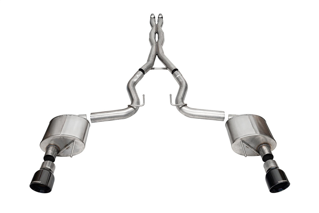Corsa Performance 21250BLK 3.0in. Dual Rear Exit Cat-Back Exhaust System with 4.5in. Black PVD Pro Series T for Select Ford Mustang