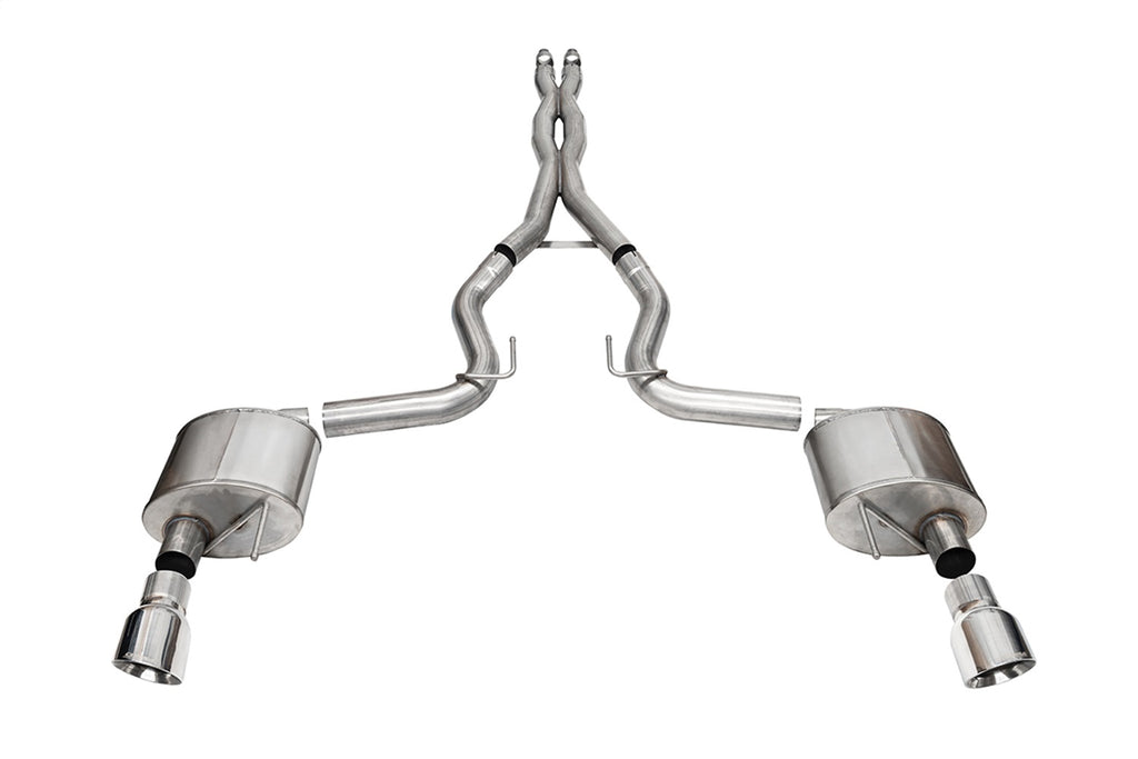Corsa Performance 21250 3.0in. Dual Rear Exit Cat-Back Exhaust System with 4.5in. Polished Pro Series Ti for Select Ford Mustang