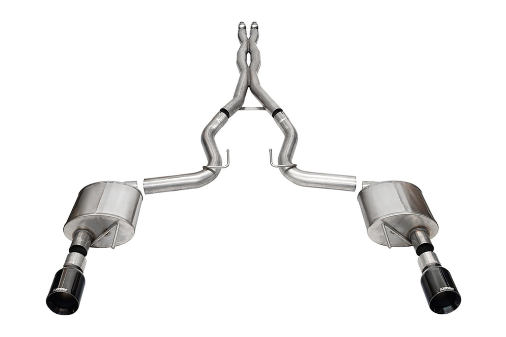 Corsa Performance 21251BLK 3.0in. Dual Rear Exit Cat-Back Exhaust System with 4.5in. Black PVD Straight Cut for Select Ford Mustang