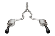 Load image into Gallery viewer, Corsa Performance 21251CFBLK 3.0in. Dual Rear Exit Cat-Back Exhaust System with 4.5in. Straight Cut Carbon Fi for Select Ford Mustang