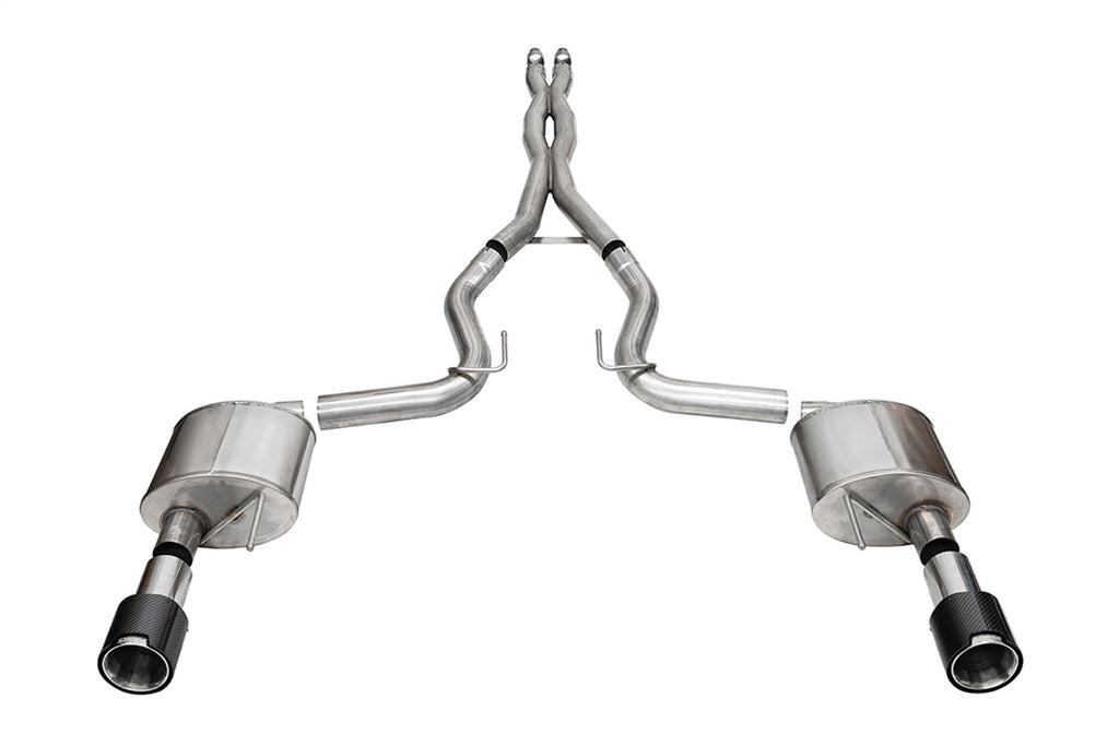 Corsa Performance 21251CF 3.0in. Dual Rear Exit Cat-Back Exhaust System with 4.5in. Straight Cut Carbon Fi for Select Ford Mustang