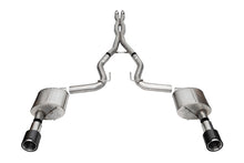 Load image into Gallery viewer, Corsa Performance 21251CF 3.0in. Dual Rear Exit Cat-Back Exhaust System with 4.5in. Straight Cut Carbon Fi for Select Ford Mustang
