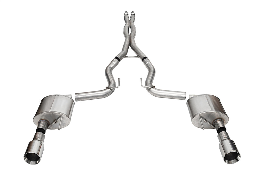 Corsa Performance 21251 3.0in. Dual Rear Exit Cat-Back Exhaust System with 4.5in. Polished Straight Cut for Select Ford Mustang