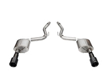 Load image into Gallery viewer, Corsa Performance 21253CFBLK 3.0in. Dual Rear Exit Axle-Back Exhaust System with 4.5in. Straight Cut Carbon F for Select Ford Mustang
