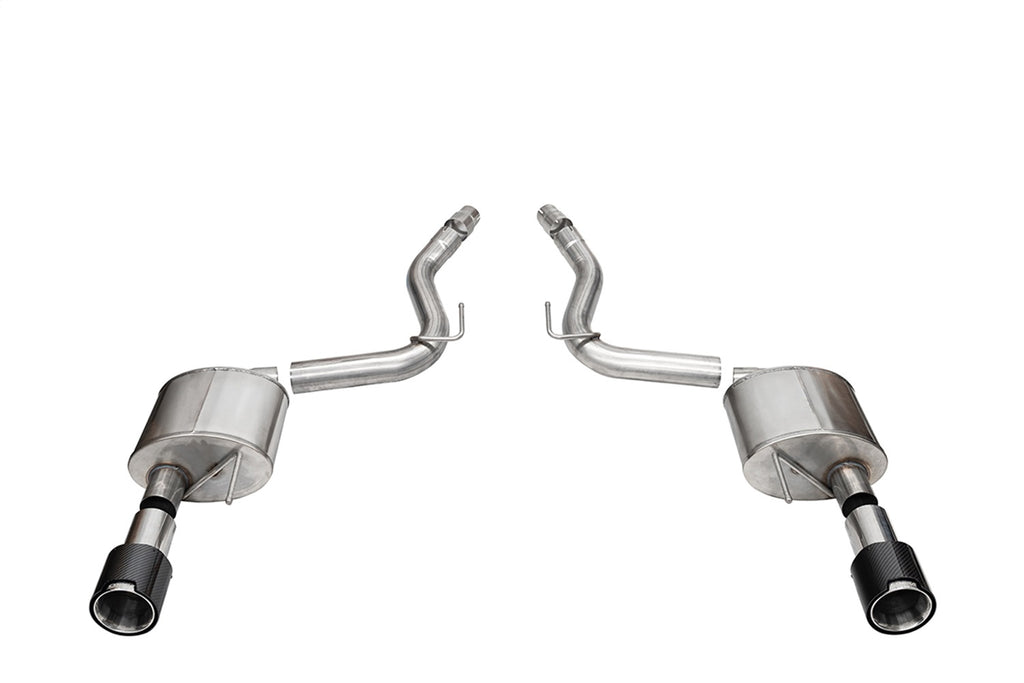 Corsa Performance 21253CF 3.0in. Dual Rear Exit Axle-Back Exhaust System with 4.5in. Straight Cut Carbon F for Select Ford Mustang