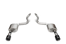 Load image into Gallery viewer, Corsa Performance 21253CF 3.0in. Dual Rear Exit Axle-Back Exhaust System with 4.5in. Straight Cut Carbon F for Select Ford Mustang