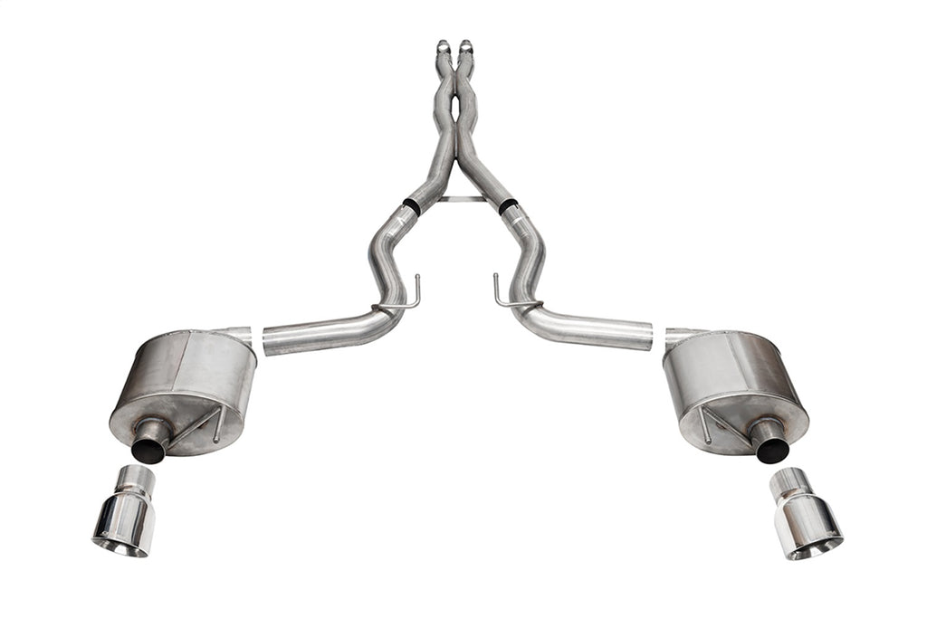 Corsa Performance 21254 3.0in. Dual Rear Exit Cat-Back Exhaust System with 4.5in. Polished Pro Series Ti for Select Ford Mustang