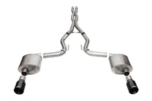 Load image into Gallery viewer, Corsa Performance 21255BLK 3.0in. Dual Rear Exit Cat-Back Exhaust System with 4.5in. Black PVD Straight Cut for Select Ford Mustang