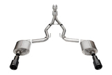 Load image into Gallery viewer, Corsa Performance 21255CFBLK 3.0in. Dual Rear Exit Cat-Back Exhaust System with 4.5in. Straight Cut Carbon Fi for Select Ford Mustang