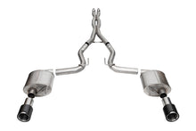 Load image into Gallery viewer, Corsa Performance 21255CF 3.0in. Dual Rear Exit Cat-Back Exhaust System with 4.5in. Straight Cut Carbon Fi for Select Ford Mustang
