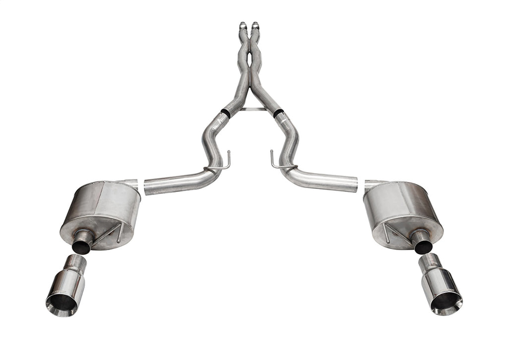 Corsa Performance 21255 3.0in. Dual Rear Exit Cat-Back Exhaust System with 4.5in. Polished Straight Cut for Select Ford Mustang