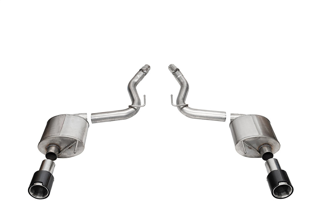 Corsa Performance 21257CF 3.0in. Dual Rear Exit Axle-Back Exhaust System with 4.5in. Straight Cut Carbon F for Select Ford Mustang