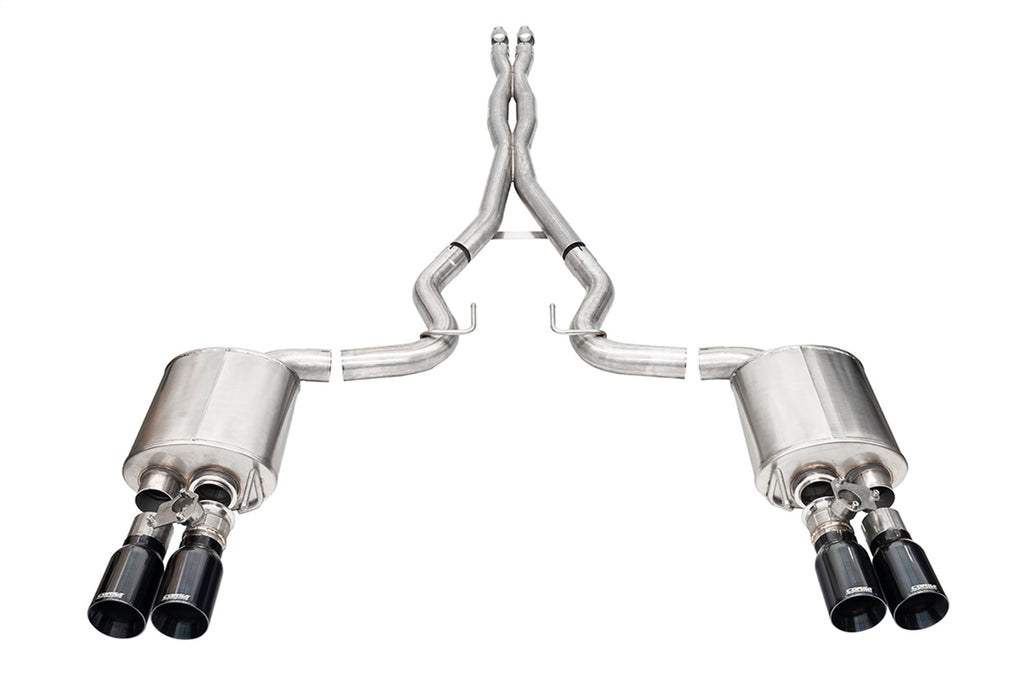 Corsa Performance 21260BLK 3.0in. Dual Rear Exit Cat-Back with Twin 4.0in. Black PVD Straight Cut Tips for Select Ford Mustang