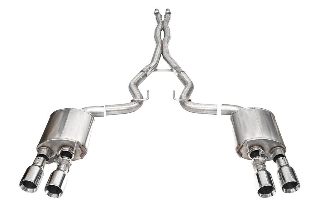 Corsa Performance 21266 3.0in. Dual Rear Exit Cat-Back with Twin 4.5in. Polished Straight Pro-Series Tip for Select Ford Mustang