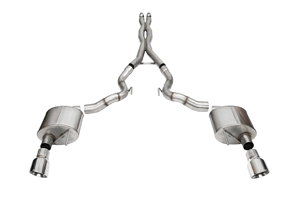 Corsa Performance 21270 3.0in. Dual Rear Exit Cat-Back Exhaust System with 4.5in. Polished Pro Series Ti for Select Ford Mustang