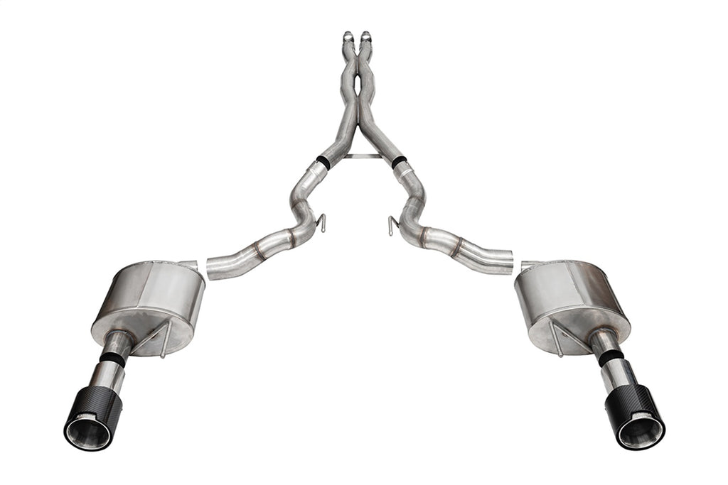 Corsa Performance 21271CF 3.0in. Dual Rear Exit Cat-Back Exhaust System with 4.5in. Straight Cut Carbon Fi for Select Ford Mustang