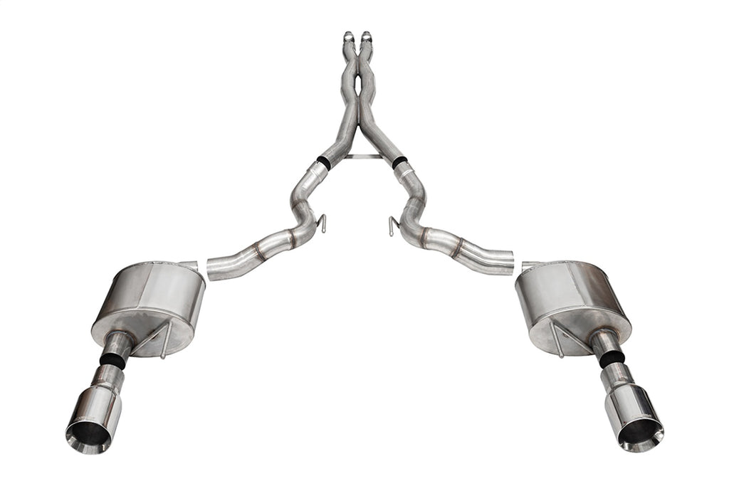 Corsa Performance 21271 3.0in. Dual Rear Exit Cat-Back Exhaust System with 4.5in. Polished Straight Cut for Select Ford Mustang