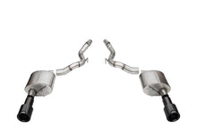 Load image into Gallery viewer, Corsa Performance 21273CFBLK 3.0in. Dual Rear Exit Axle-Back Exhaust System with 4.5in. Straight Cut Carbon F for Select Ford Mustang