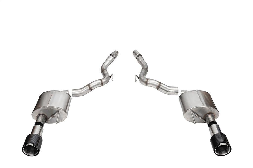 Corsa Performance 21273CF 3.0in. Dual Rear Exit Axle-Back Exhaust System with 4.5in. Straight Cut Carbon F for Select Ford Mustang